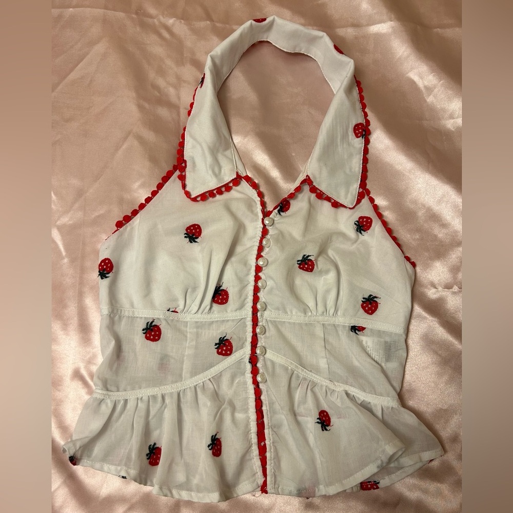 SHEIN White Top with Red Embroidery